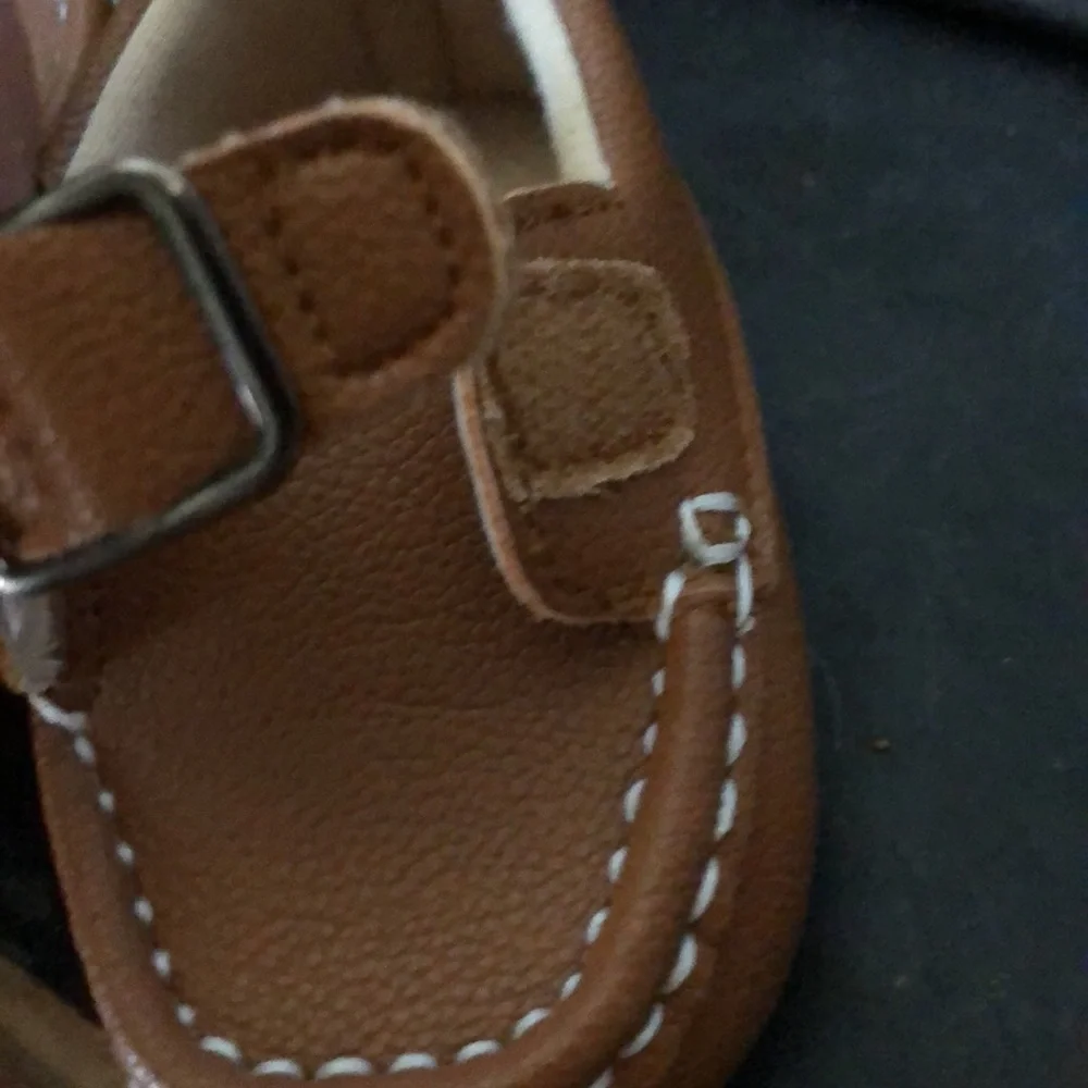 Brown Kids Leather-Look Buckle Loafers